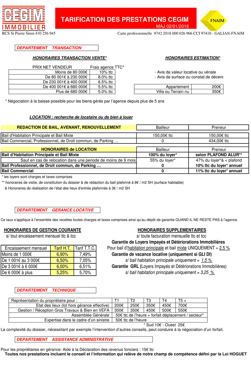 bareme honoraires CEGIM 2021